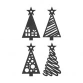 Holzdeko Weihnachten - Tannenbaum mit Muster 4er Set - MDF - je 6x10 cm 