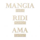 Wanddecoratie Populierenhout Mangia bene, Ridi spesso, Ama 