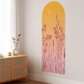 Wandtattoo Rundbogen Feldblumen orange-pink 