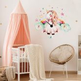 Sticker mural et horloge Kvilis - Rêve de licorne  