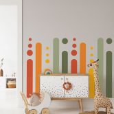 Sticker mural Retro rayures à pois | couleurs arc-en-ciel 