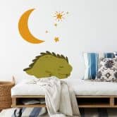 Wandtattoo Schlummernder Dino unter dem Sternenhimmel 