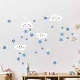 Wandtattoo Wolken + Schneeflocken 