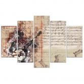 Leinwandbild 5 teilig, Abstrakt Gitarre Musik Vintage 