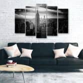 Leinwandbild 5 teilig, New York City Schwarz und Weiß 
