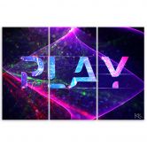 3 stuks canvas print, The inscription play abstraction 