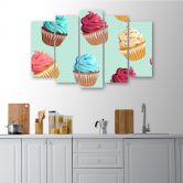 Leinwandbild 5 teilig, Cupcakes Süßigkeiten 