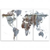Leinwandbild 3-teilig, Weltkarte Abstrakt  