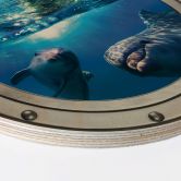 Holzbild 3D Optik - Dolphins Underwater - Rund 
