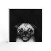 Wood Print to put up - Graves - Snuggle Pug - 15x15 cm 