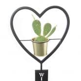Gartendeko Welcome Herz mit Blumentopf Metalldeko - 73x34x36 cm 