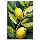 Canvasbillede, citroner akryl håndmalet 