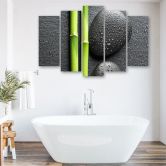 Leinwandbild 5 teilig, Steine Bamboo Zen Spa 