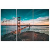 3 stykke lærredstryk, Golden Gate Bridge San Francisco turkis 