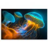 Leinwandbild, Qualle unter Wasser Neon 
