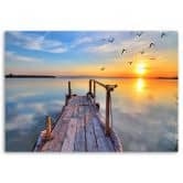 Canvasbillede, sø ved solnedgang 
