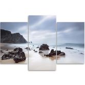 Leinwandbild 3-teilig, Meer Felsen Himmel 