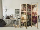 Japanischer Paravent, Raumteiler freistehend, Trennwand - Blooming Sunlit Peonies 