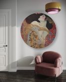 Rundes Leinwandbild - Frau rot abstrakt - G. Klimt 