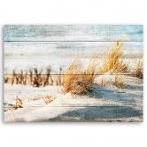 Leinwandbild, Vintage Strand auf Holz 