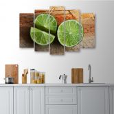 Leinwandbild 5 teilig, Limette Frucht 