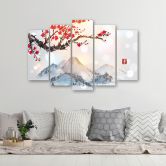 5 stuk canvas print, Japan Kersenbloesem Bergen 