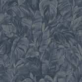 Non-woven tapet med junglemotiver i blå, grå 