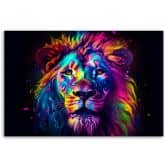 Canvas print neon farve portræt løve Ai 