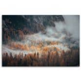 Leinwandbild, Landschaft Wald im Nebel 