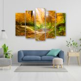 Leinwandbild 5 teilig, Wald Herbst Natur 