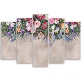 Leinwandbild 5 teilig, Blumen überwachsen 