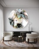 Rundes Leinwandbild Beige Abstraktion Aquarell 