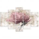 Leinwandbild 5 teilig, Rosa Vintage-Blume 