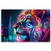 Leinwandbild, Neon Tier Löwe Ai 
