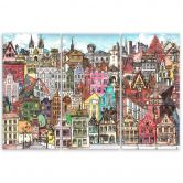 Leinwandbild 3 teilig, Fröhliche Stadt 