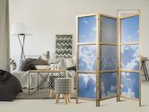 Japanischer Paravent, Raumteiler freistehend, Trennwand - Heavenly Calm: Warm Rays of the Sun 