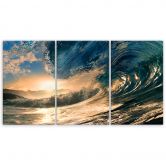 Leinwandbild 3-teilig, Wellen Meer Sonne Landschaft 