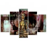 Leinwandbild 5 teilig, Buddha Goldene Abstraktion 