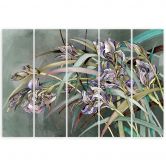 Leinwandbild 5 teilig, Iris Blumen im Wind 