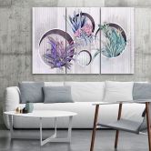 Leinwandbild 3 teilig, Quadratkisten Regale mit Blumen 