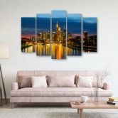 Canvas print 5 stuks, stadsgezicht nachtlampje 
