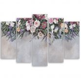 Leinwandbild 5 teilig, Blumen überwachsen 