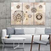 Leinwandbild 3 teilig, Florale geometrische Formen 