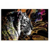 Leinwandbild, Tiger auf farbenfrohen Hintergrund 
