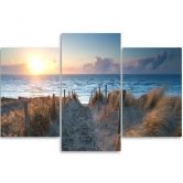 Leinwandbild 3-teilig, Meer bei Sonnenuntergang 