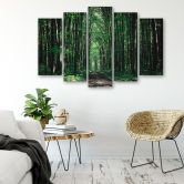 Leinwandbild 5 teilig, Waldgrün Natur 