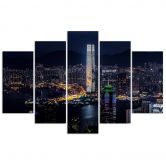 Leinwandbild 5 teilig, Skyline Stadt Wolkenkratzer 