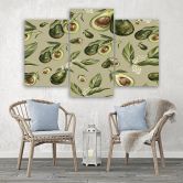 Leinwandbild 3 teilig, Avocado -Hälften 