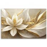 Leinwandbild, Goldene Glamour-Blumen 3D 
