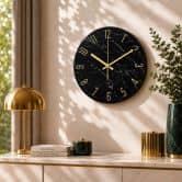 Moderne wandklok van glas in zwart marmerlook Ø30 cm 
